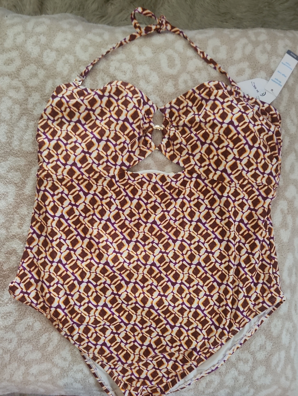 George Brown & Cream Geometric Halter Bodysuit